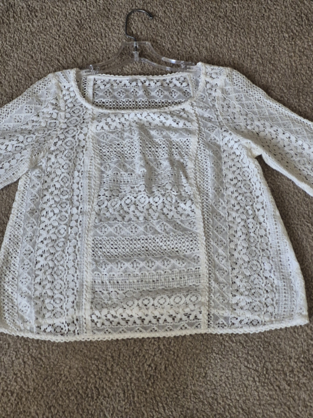 Joie Cream Lace Crochet Long Sleeve Top - Picture 2 of 5